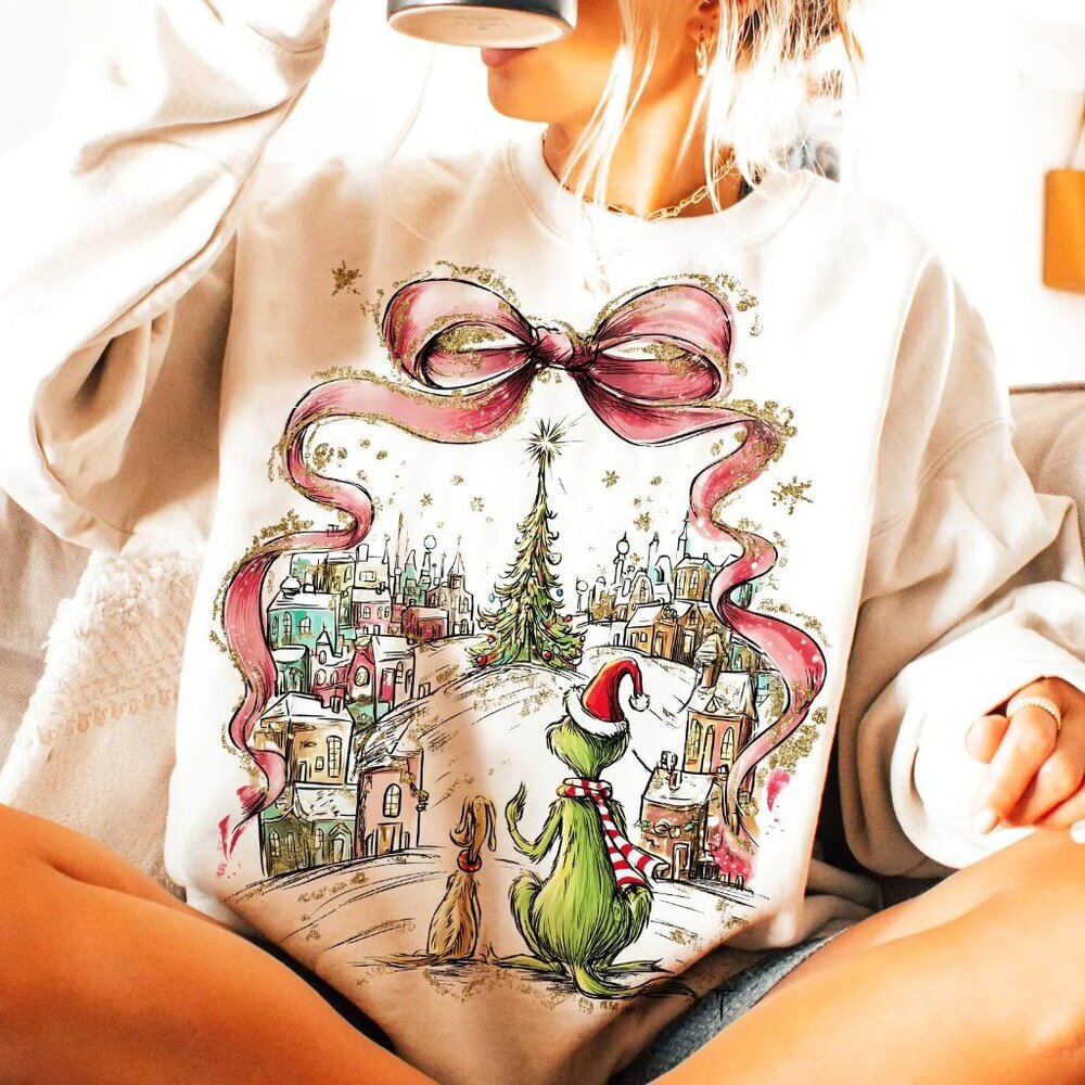Coquette Christmas Characters Preppy Christmas 2025 Christmas Holiday Sweatshirt